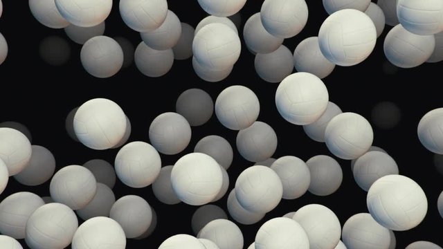 Looping 3d animation featuring falling white netballs against a dark background.
