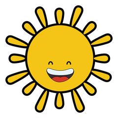 cartoon happy sun icon over white background colorful design vector illustration