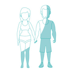 couple wearing a swimsuit icon over white background vector illustration
