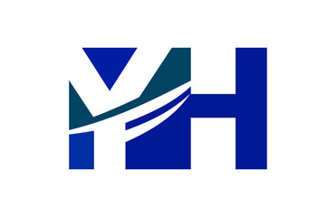 YH Negative Space Square Swoosh Letter Logo