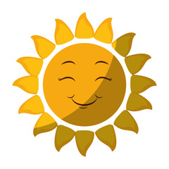 cartoon happy sun icon over white background colorful design vector illustration