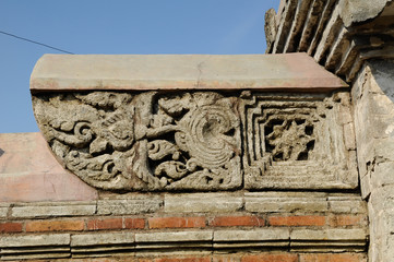 Stone work design and detail at Old Masjid Besar Mataram Kotagede, Jogjakarta Indonesia. According to history, the mosque was build on 1575. 
