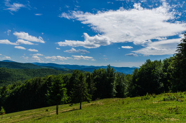 Carpathian mountains landscape in Ukraine in the summer season in Yaremche