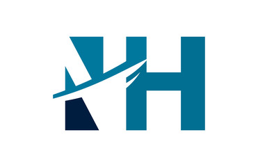 NH Negative Space Square Swoosh Letter Logo