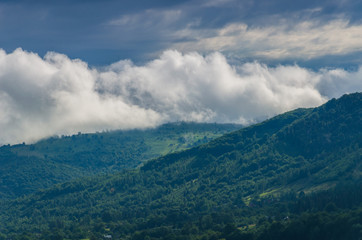 Carpathian mountains landscape in Ukraine in the summer season in Yaremche