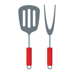 Fork and shoulder blade cartoon icon. Kitchen tool, cookware and kitchenware vector illustration for you kitchen design