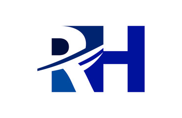 RH Negative Space Square Swoosh Letter Logo