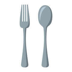 Fork and spoon cartoon icon. Kitchen tool, cookware and kitchenware vector illustration for you kitchen design