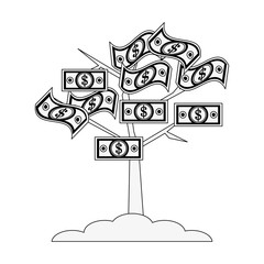 tree with dollar bill money icon image