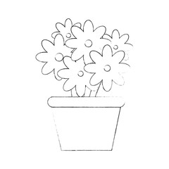 flowers in a pot icon over white background vector illustration
