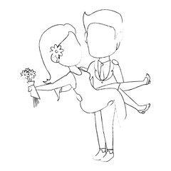 avatar wedding couple icon over white background vector illustration