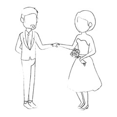 avatar wedding couple icon over white background vector illustration