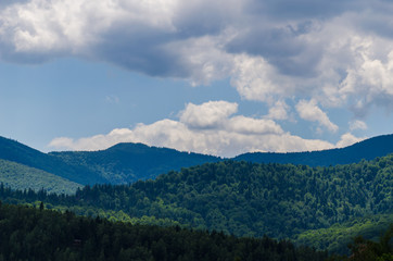 Carpathian mountains landscape in Ukraine in the summer season in Yaremche