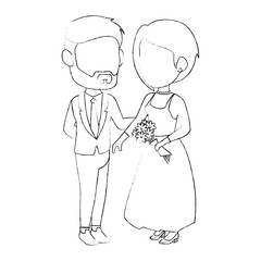 avatar wedding couple icon over white background vector illustration