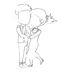 avatar wedding couple icon over white background vector illustration
