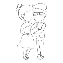 avatar wedding couple icon over white background vector illustration