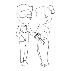 avatar wedding couple icon over white background vector illustration