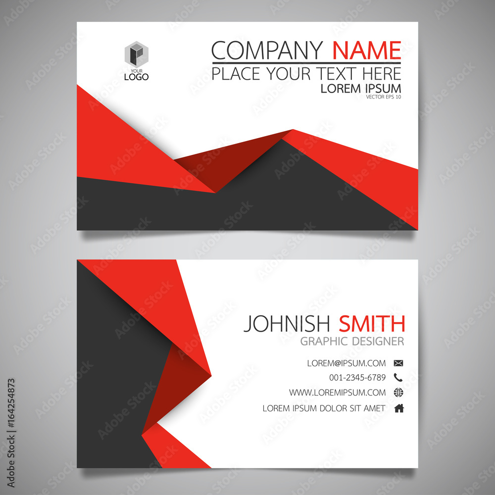 Wall mural red modern creative business card and name card,horizontal simple clean template vector design, layo