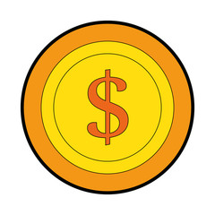 money coin icon over white background vector illustration