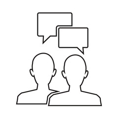 white background with sketch contour set people profile and dialog box