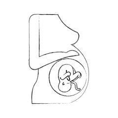 Pregnant woman with her fetus vector illustration design