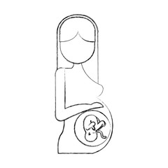 Pregnant woman with her fetus vector illustration design