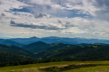 Naklejka na ściany i meble Carpathian mountains landscape in Ukraine in the summer season in Yaremche