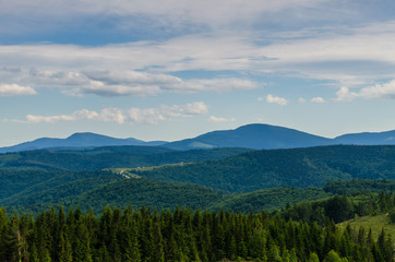Carpathian mountains landscape in Ukraine in the summer season in Yaremche