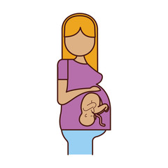 Pregnant woman with her fetus vector illustration design