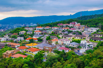 Fototapeta na wymiar View of a mountain village in Taipei