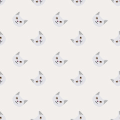 Seamless background nursery cute lovely cat face