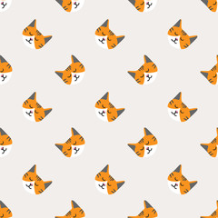 Seamless background nursery cute lovely cat face