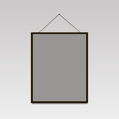 Realistic vector blank frame hanging on the wall