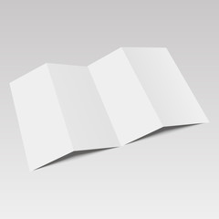 Blank four folded fold paper leaflet, flyer, broadsheet. Vector illustration