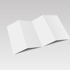 Blank four folded fold paper leaflet, flyer, broadsheet. Vector illustration