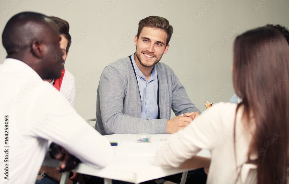 Canvas Prints Startup Diversity Teamwork Brainstorming Meeting Concept.Business Team Coworker Global Sharing Economy Laptop Graph Screen.People Working Planning Start Up.Group Young Man Women Looking Report Office.