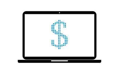 Pixel Icon Laptop - Dollar