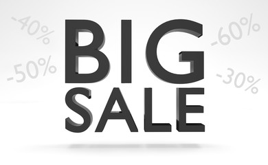 Big Sale Poster in to Cartoon Style. Colored illustration 3D rendering.