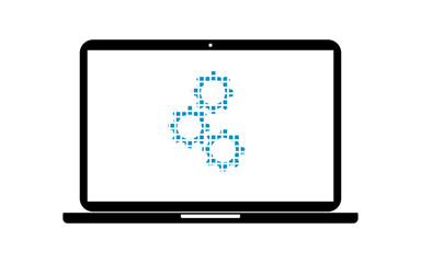 Pixel Icon Laptop - Zahnräder Optionen