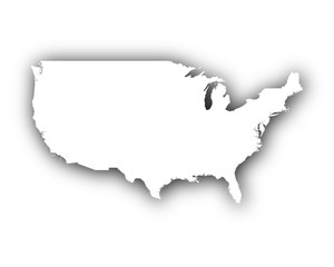 Karte der USA mit Schatten