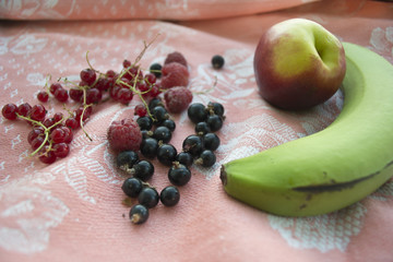Banana nectarine and berries