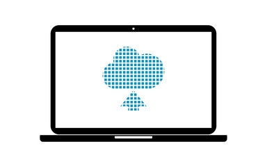 Pixel Icon Laptop - Wolke hochladen