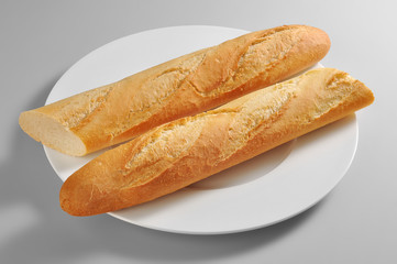Round dish with baguette bread