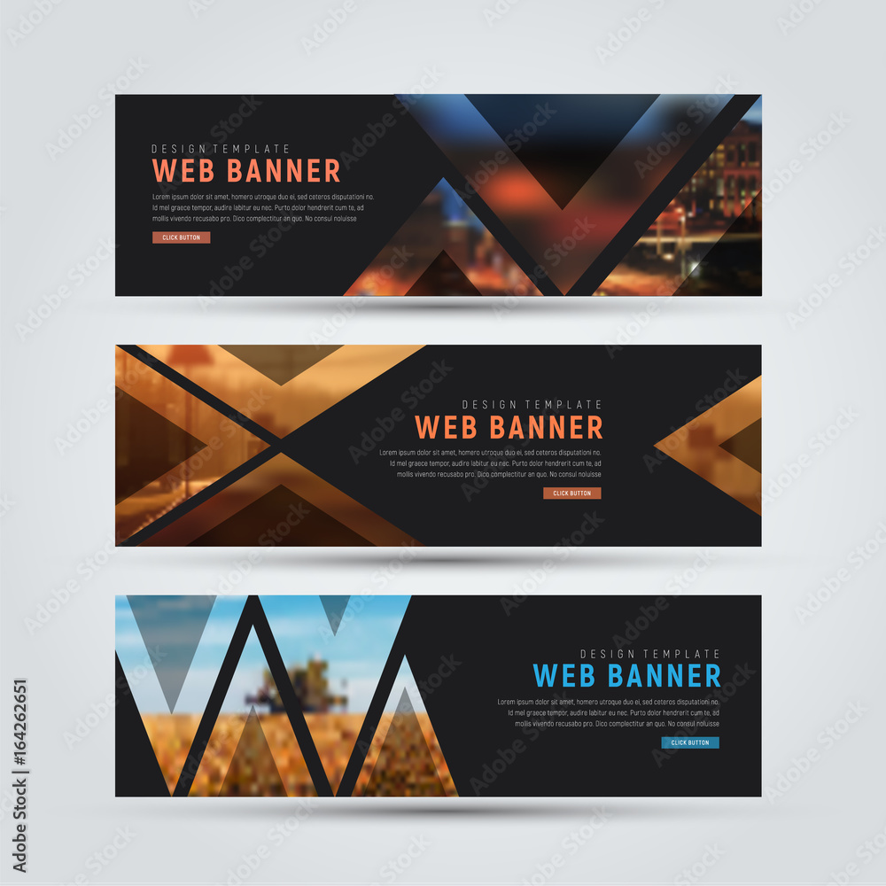 Poster design of black horizontal web banners.