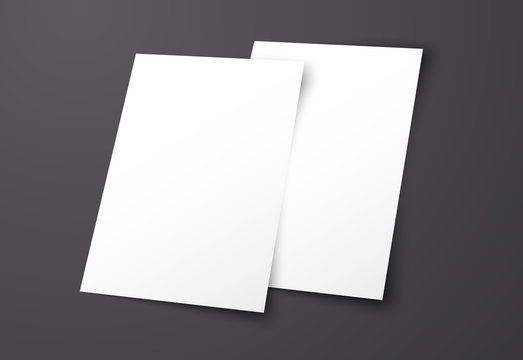 Templates of two white flyers on a black background.