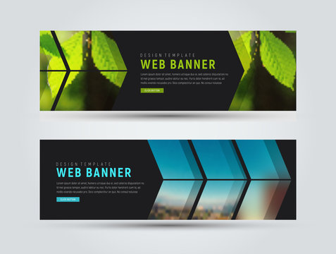 template of black horizontal web banners with arrows