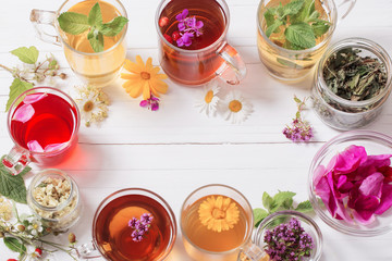 herbal tea in cups on a white background