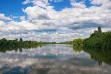 Clouds over the lake. Ukraine, Uman, Ostashivskiy lake