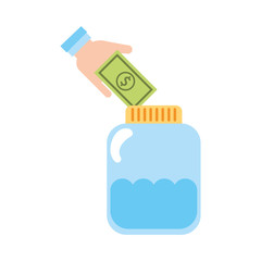 Fototapeta premium mason jar bottle with bills vector illustration design