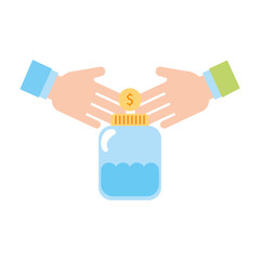 mason jar bottle with coins vector illustration design